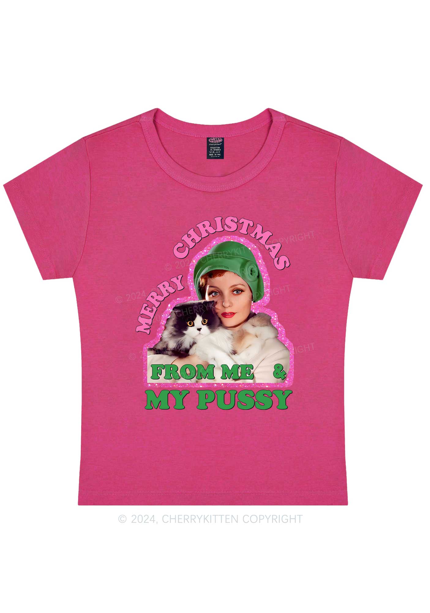 Merry Christmas Puxxy Y2K Baby Tee Cherrykitten