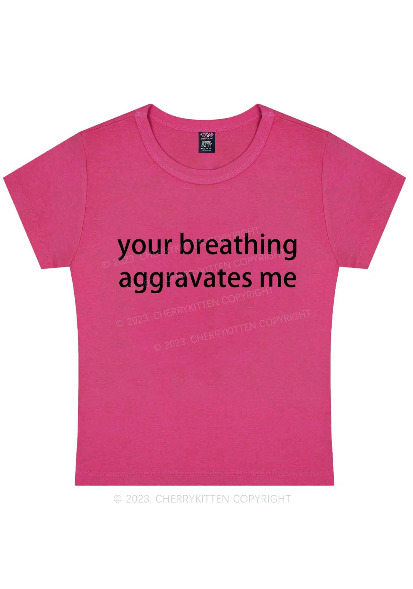 Curvy Your Breathing Aggravates Me Y2K Baby Tee Cherrykitten