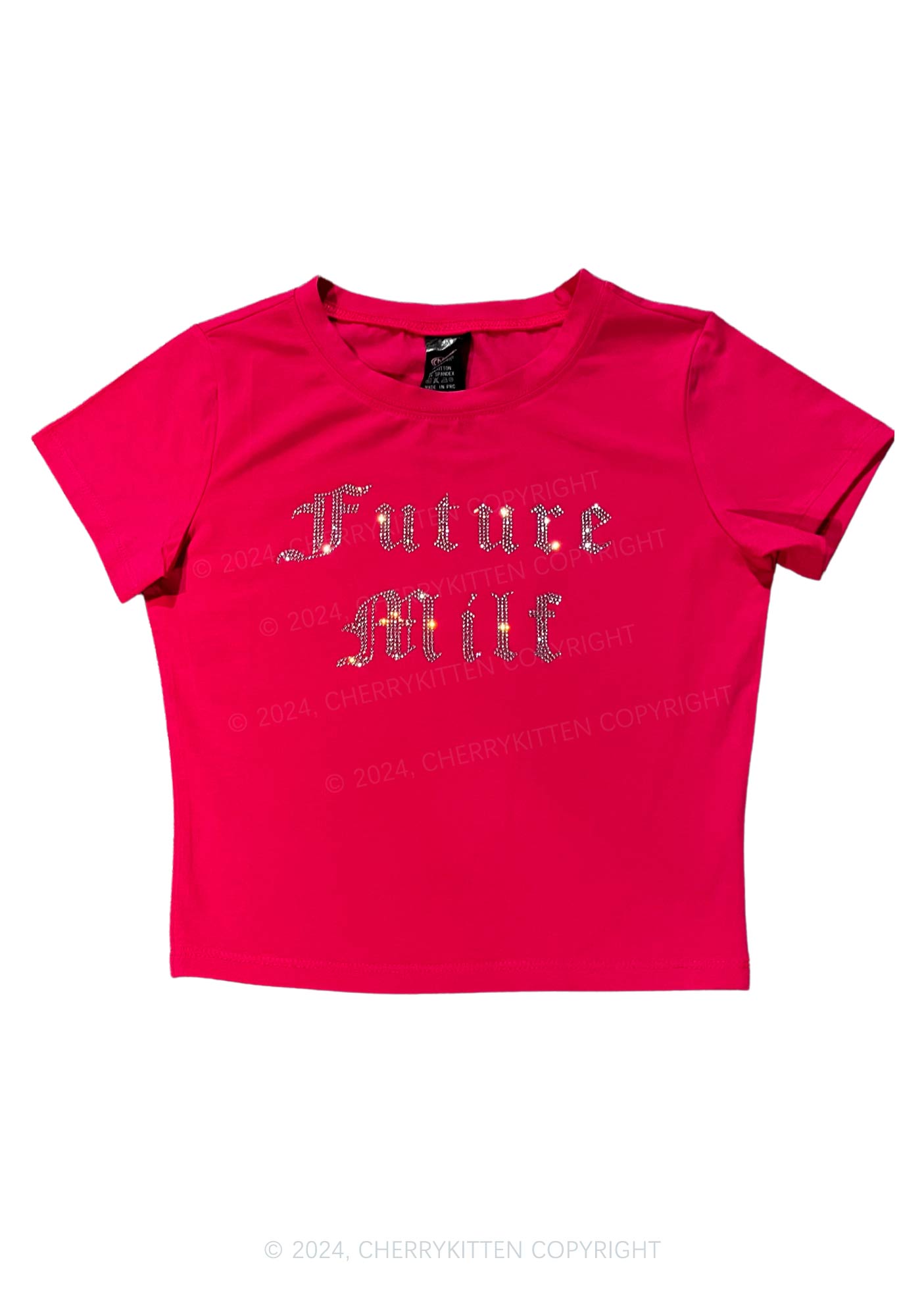 Rhinestone Future Mxxf Y2K Baby Tee Cherrykitten