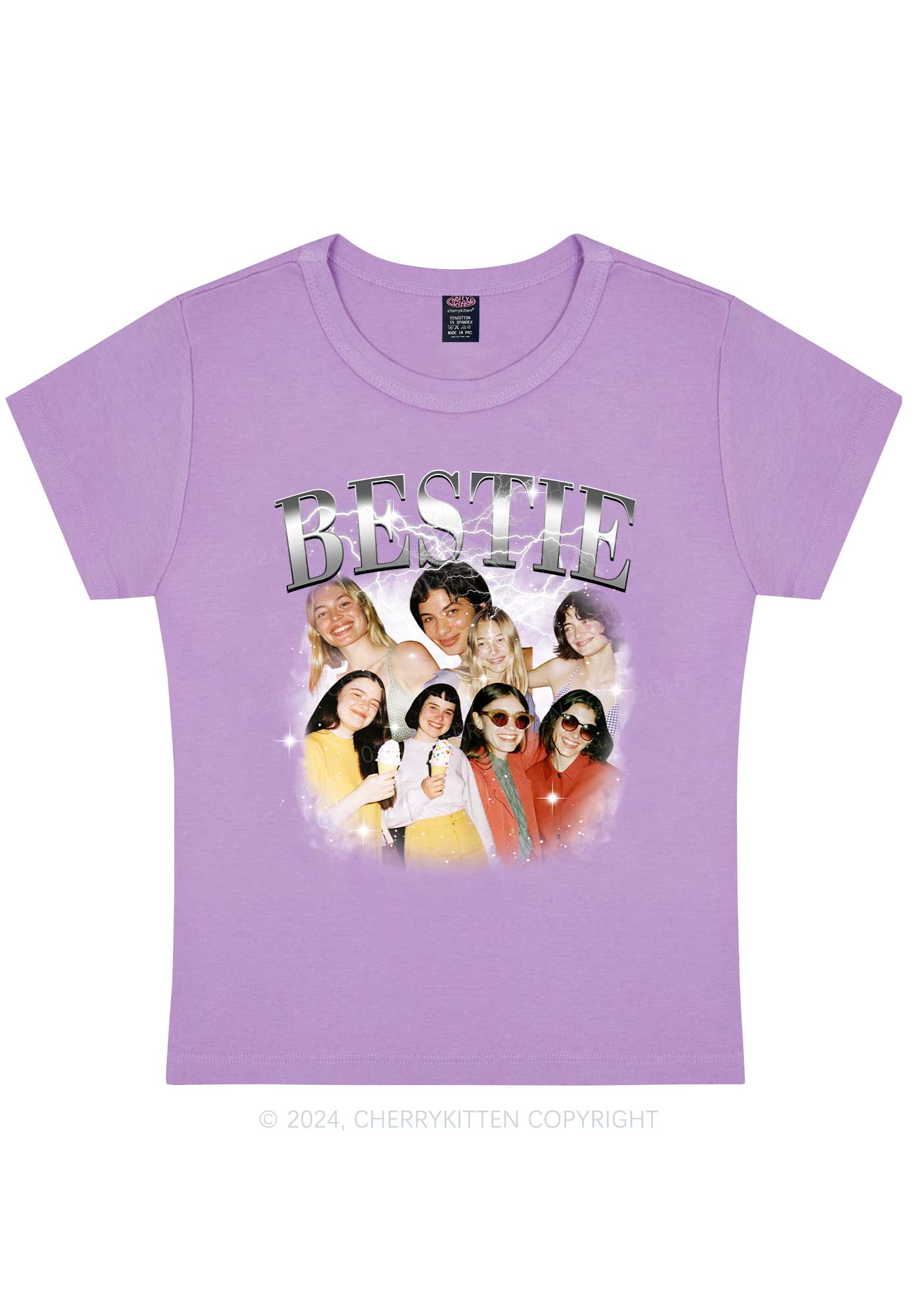 Silver Custom Bestie Photos Y2K Valentine's Day Baby Tee Cherrykitten