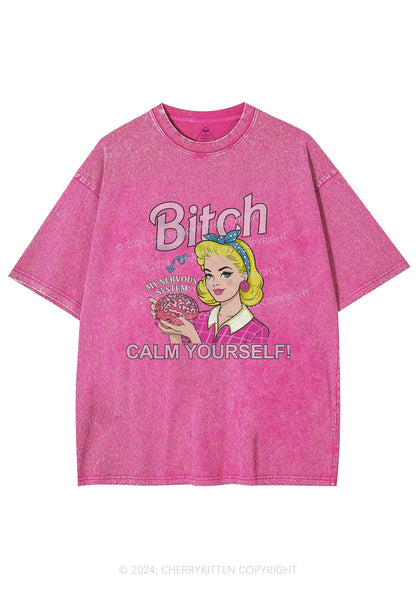 Bxxch Calm Yourself Y2K Washed Tee Cherrykitten