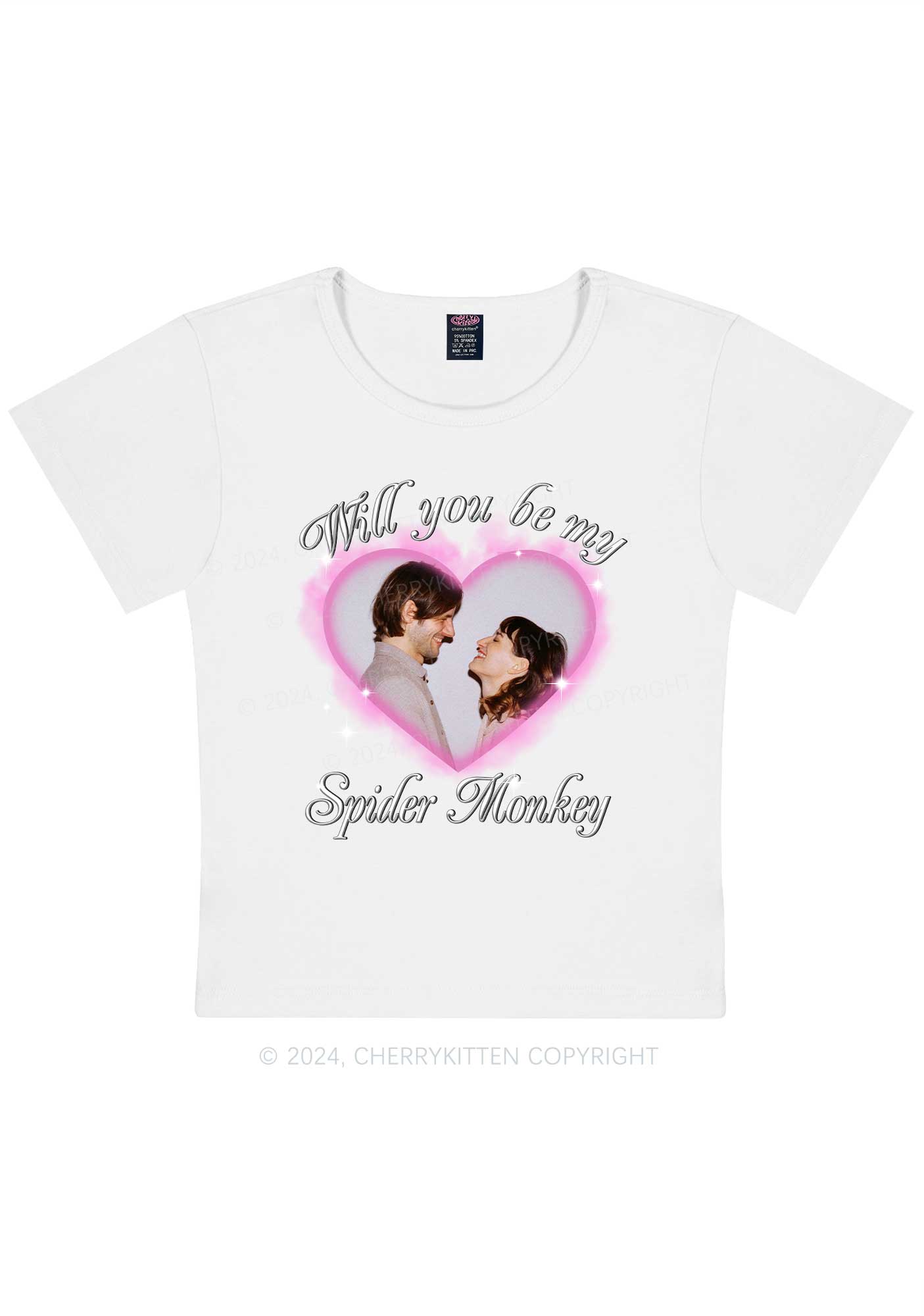 Spider Monkey Custom Photo Y2K Valentine's Day Baby Tee Cherrykitten