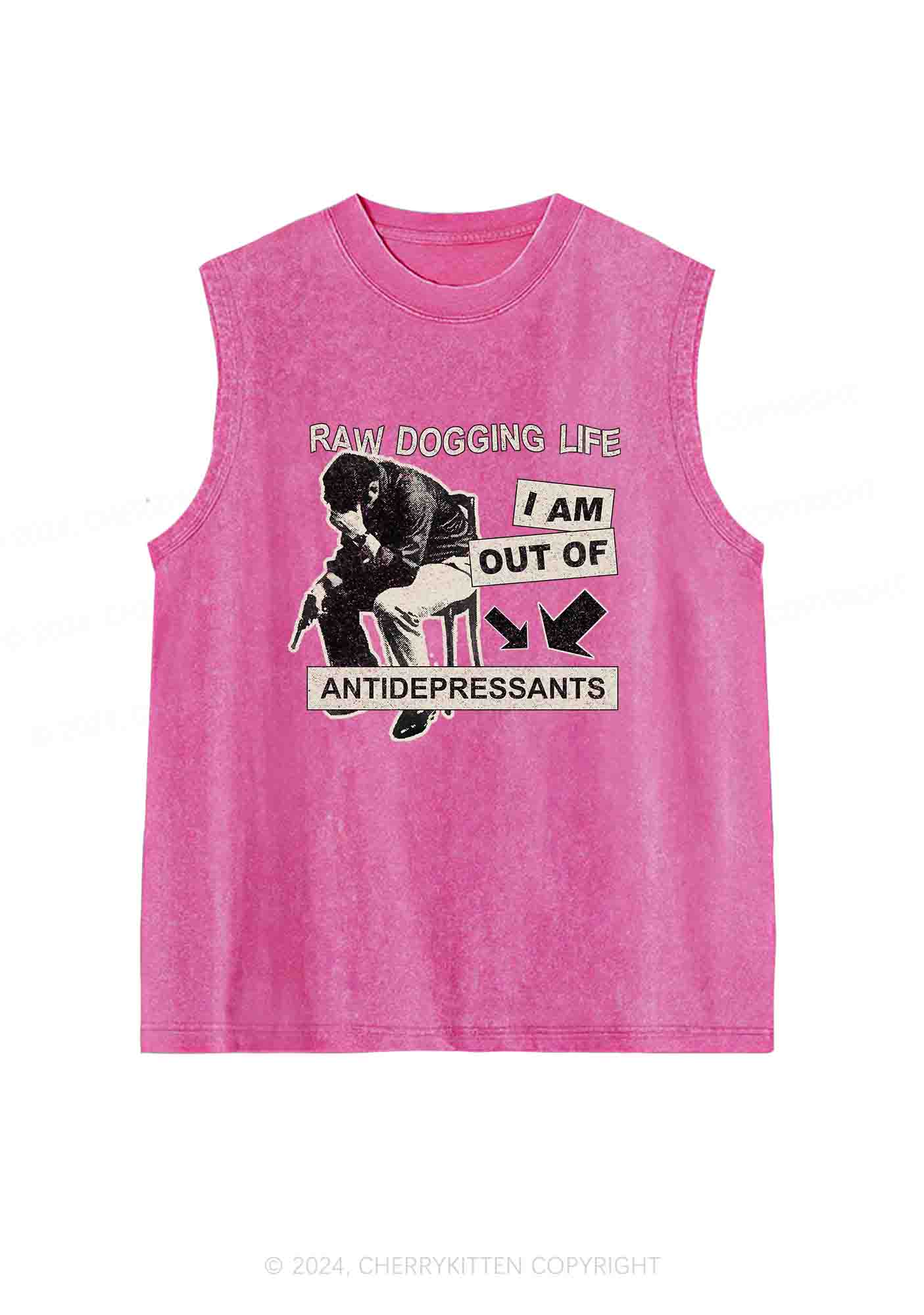 Out Of Antidepressants Y2K Washed Tank Cherrykitten