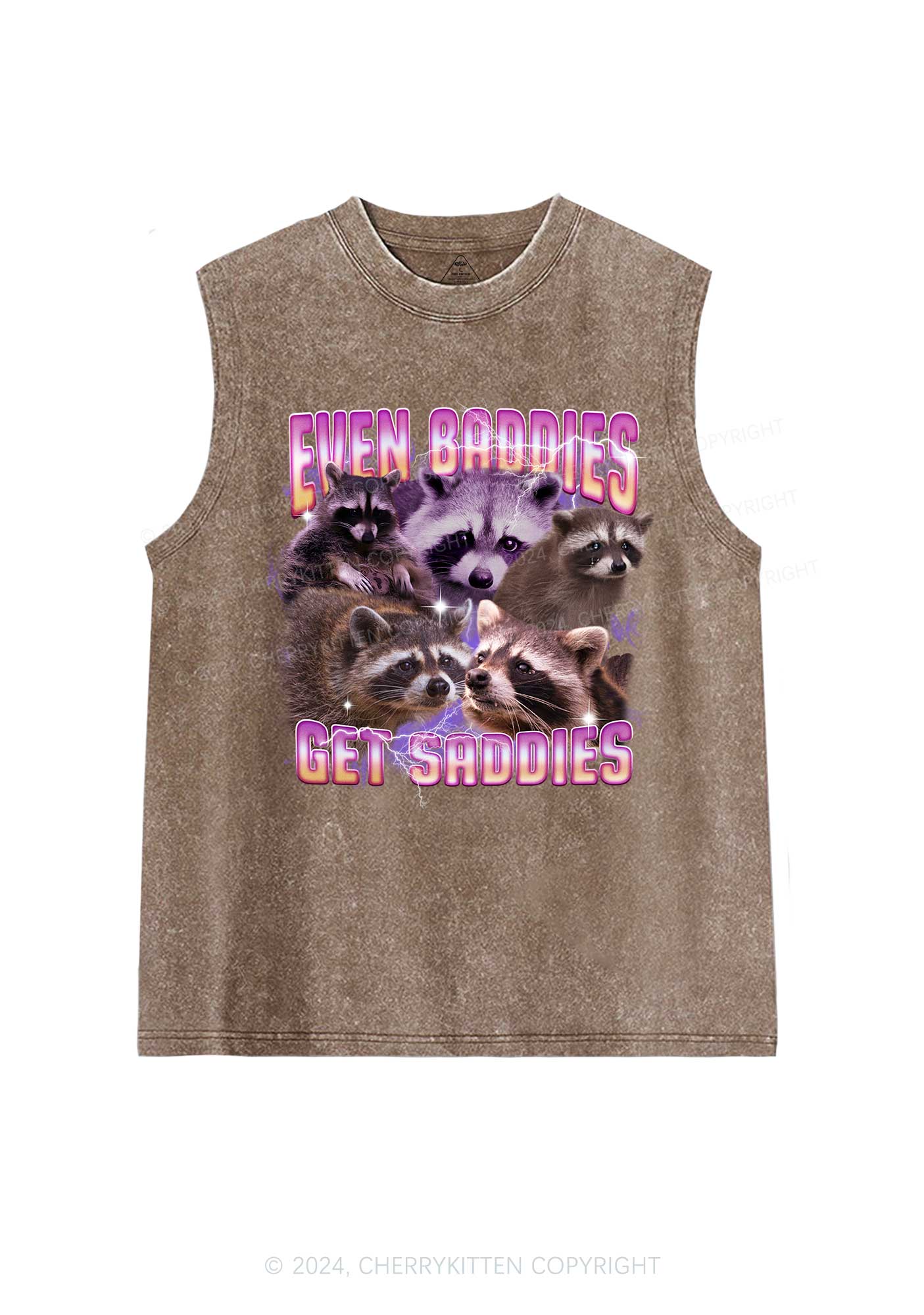 Funny Raccoon Y2K Washed Tank Cherrykitten