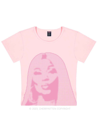 NM Pixel Portrait Y2K Baby Tee Cherrykitten