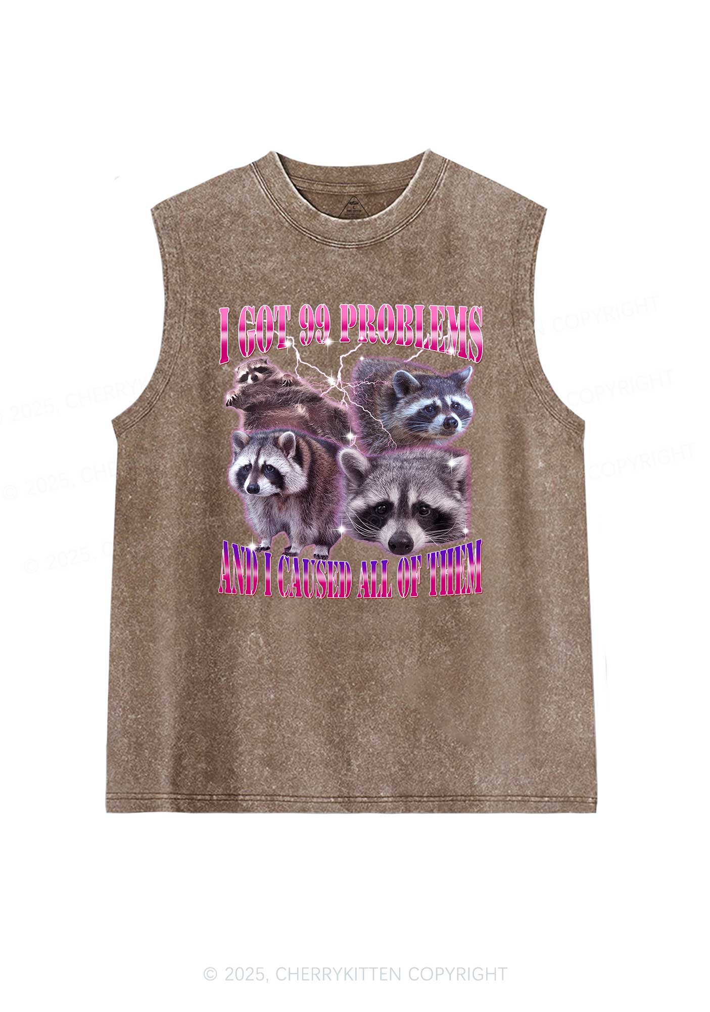 Raccoon Got Problems Y2K Washed Tank Cherrykitten