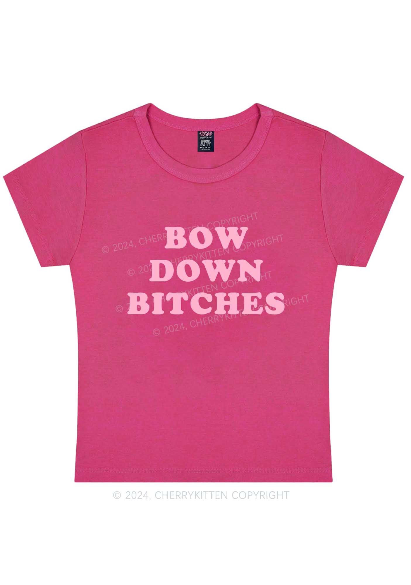 Bow Down Bxxches Y2K Baby Tee Cherrykitten