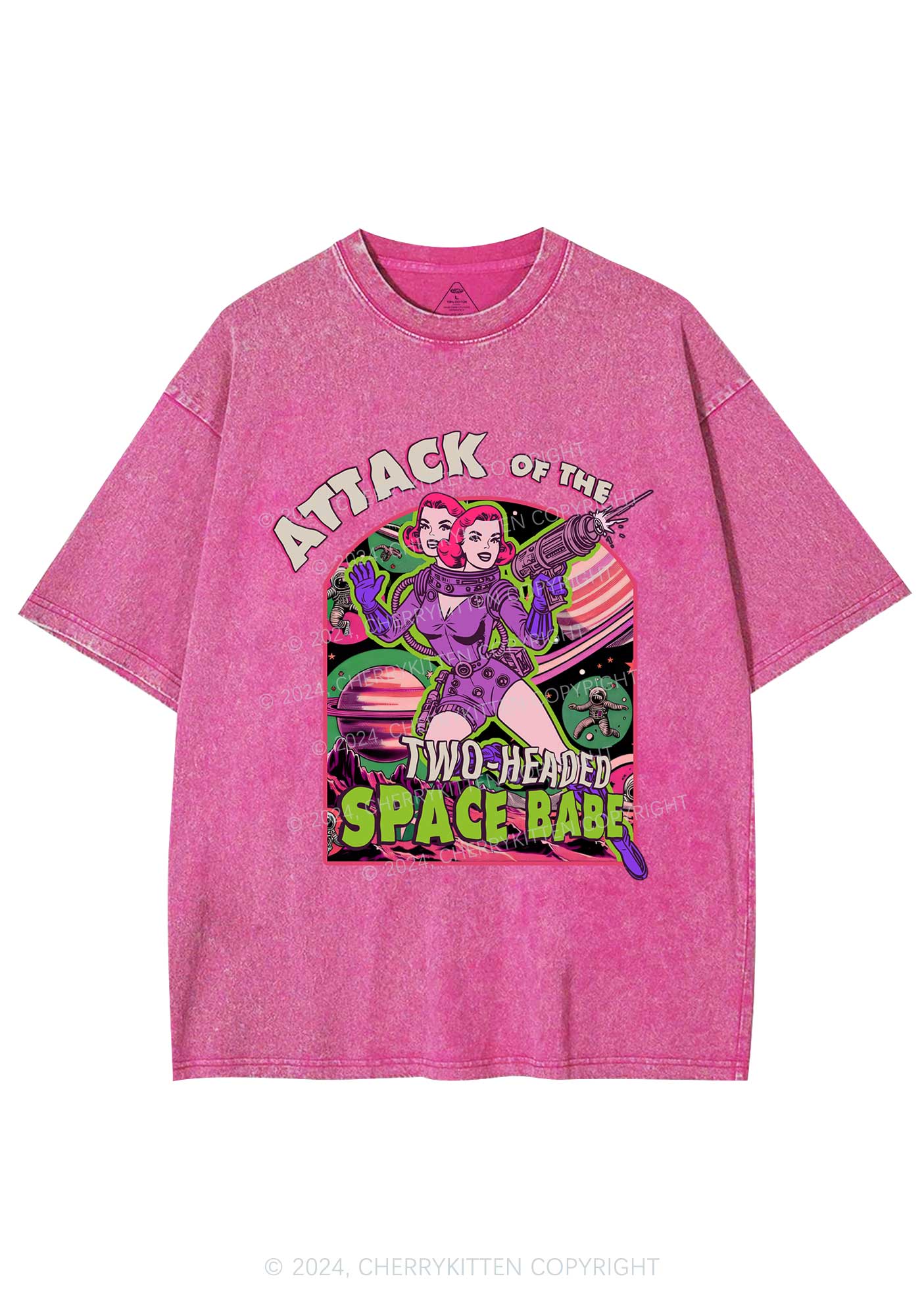 Attack Space Babe Halloween Y2K Washed Tee Cherrykitten