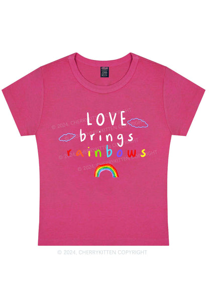 Curvy Love Brings Rainbows Y2K Baby Tee Cherrykitten