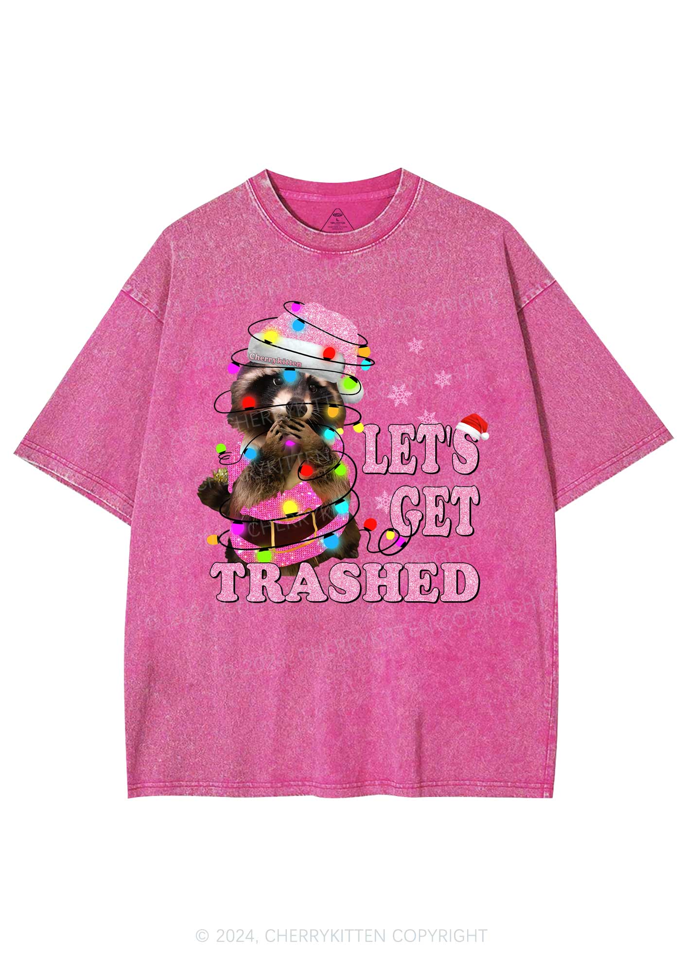 Christmas Let's Get Trashed Y2K Washed Tee Cherrykitten