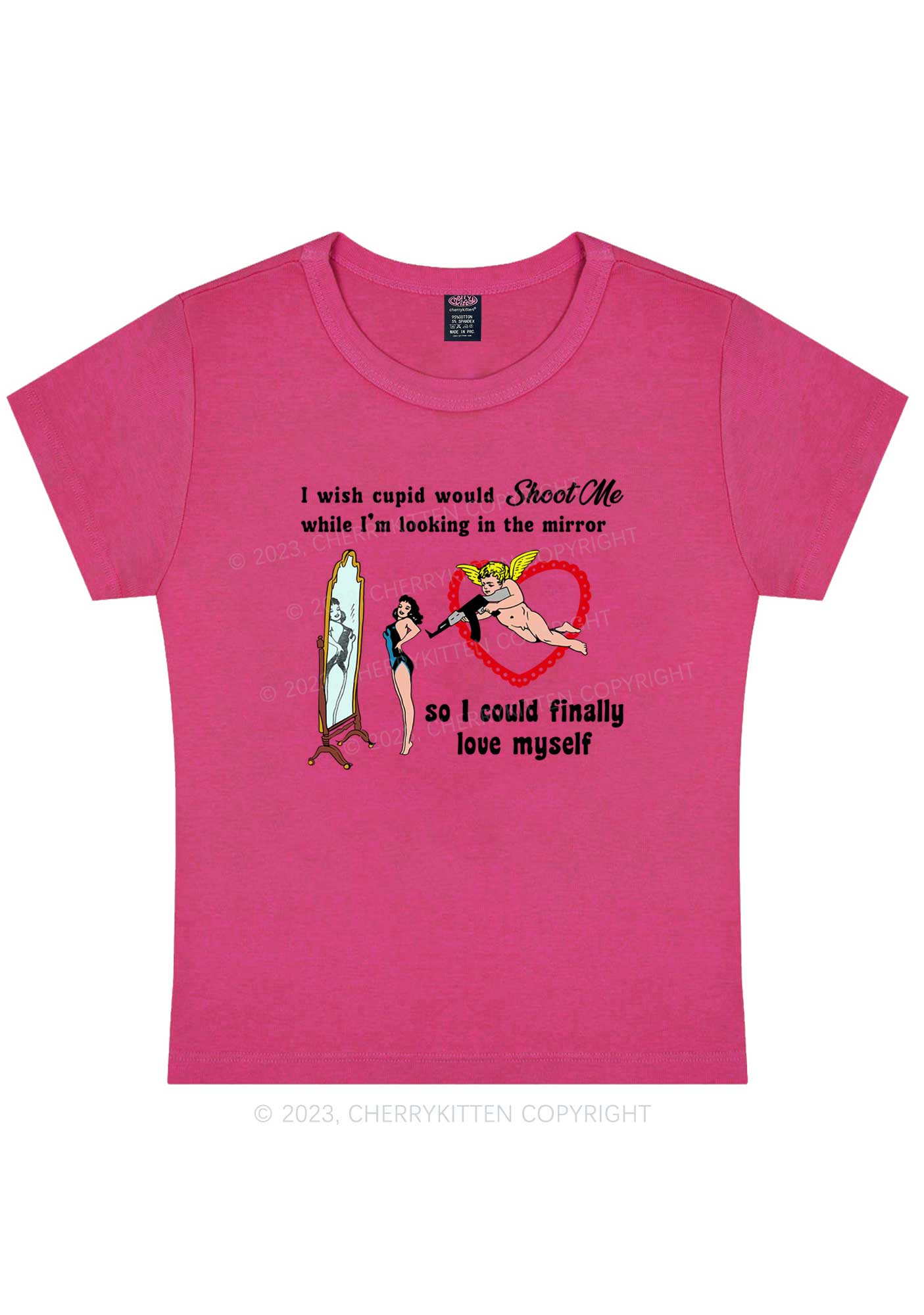 Curvy Cupid Would Shoot Me Y2K Baby Tee Cherrykitten