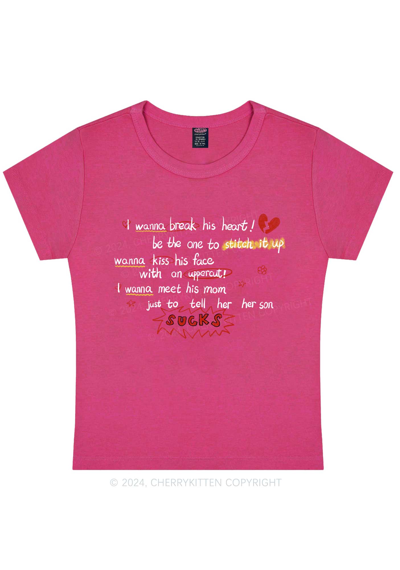 Curvy Break His Heart Y2K Baby Tee Cherrykitten