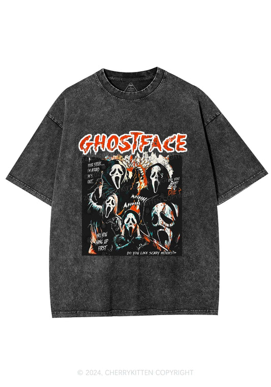 Halloween Scream Ghost Y2K Washed Tee Cherrykitten