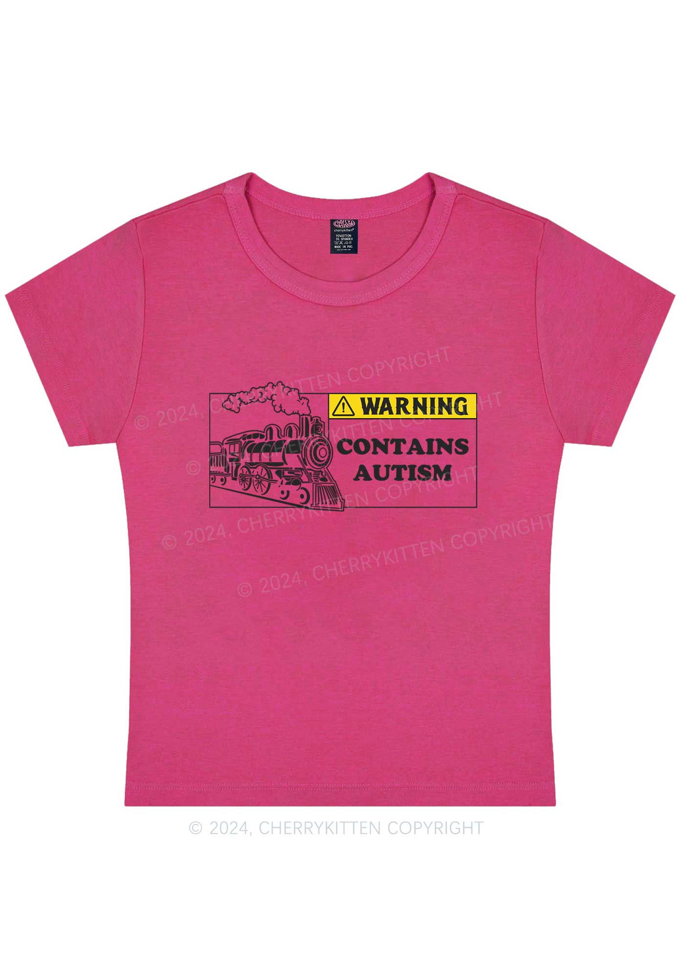 Warning Contains Autism Y2K Baby Tee Cherrykitten