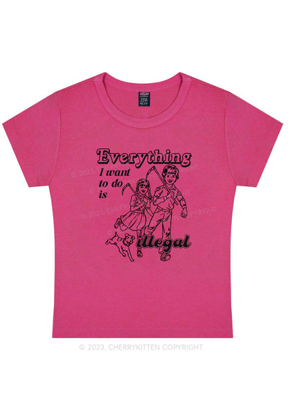 Everything Is Illegal Y2K Baby Tee Cherrykitten