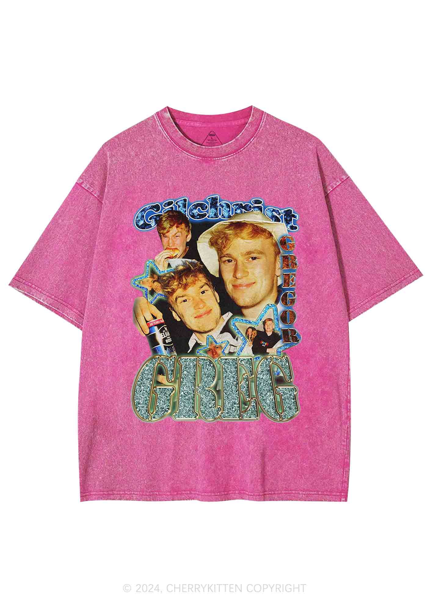 Custom Vintage 90s Design Y2K Washed Tee Cherrykitten