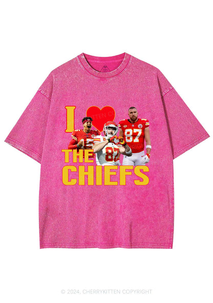 Custom I Love Chiefs Y2K Super Bowl Washed Tee Cherrykitten