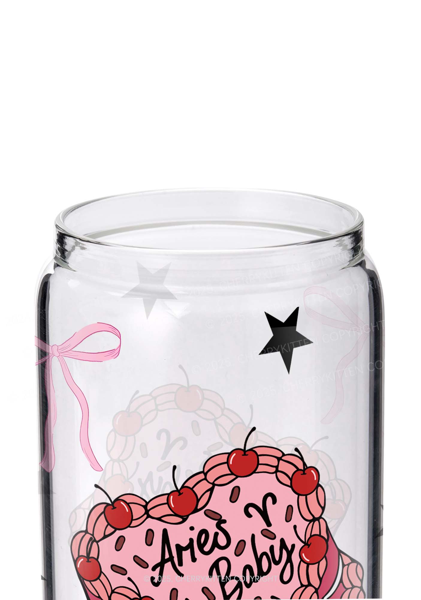 Aries Baby Y2K Printed Glass Cup Cherrykitten