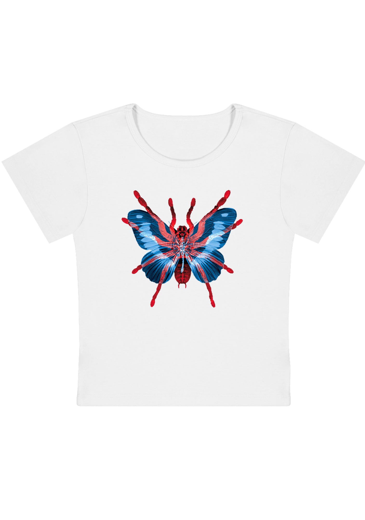 Red Blue Spider Fly Y2K Baby Tee