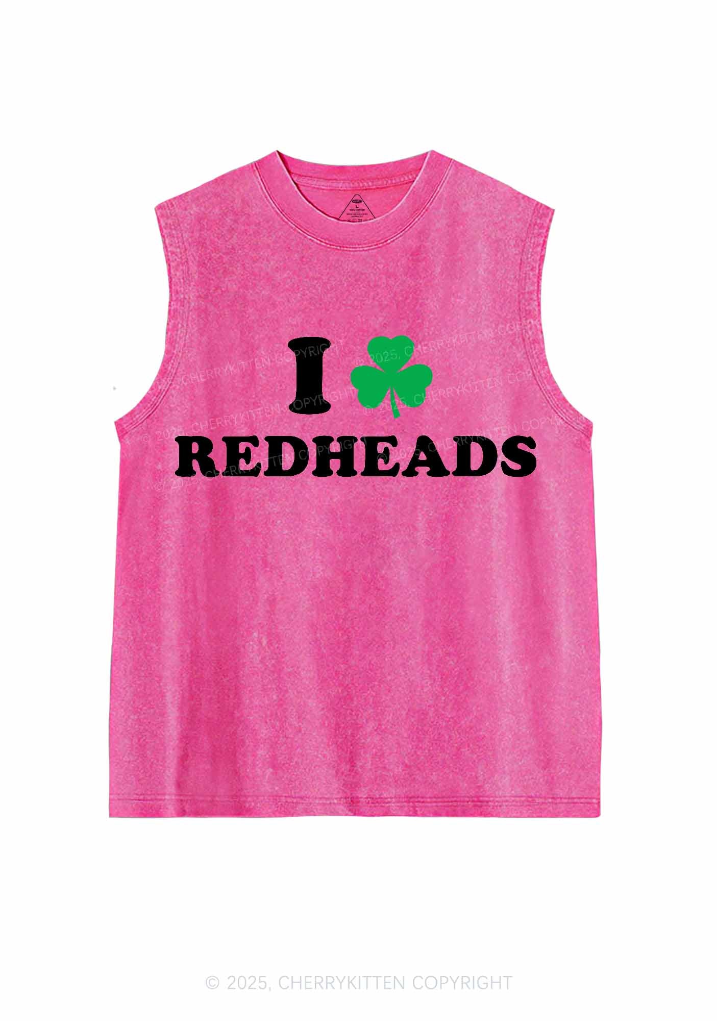 I Love Redheads St Patricks Y2K Washed Tank Cherrykitten