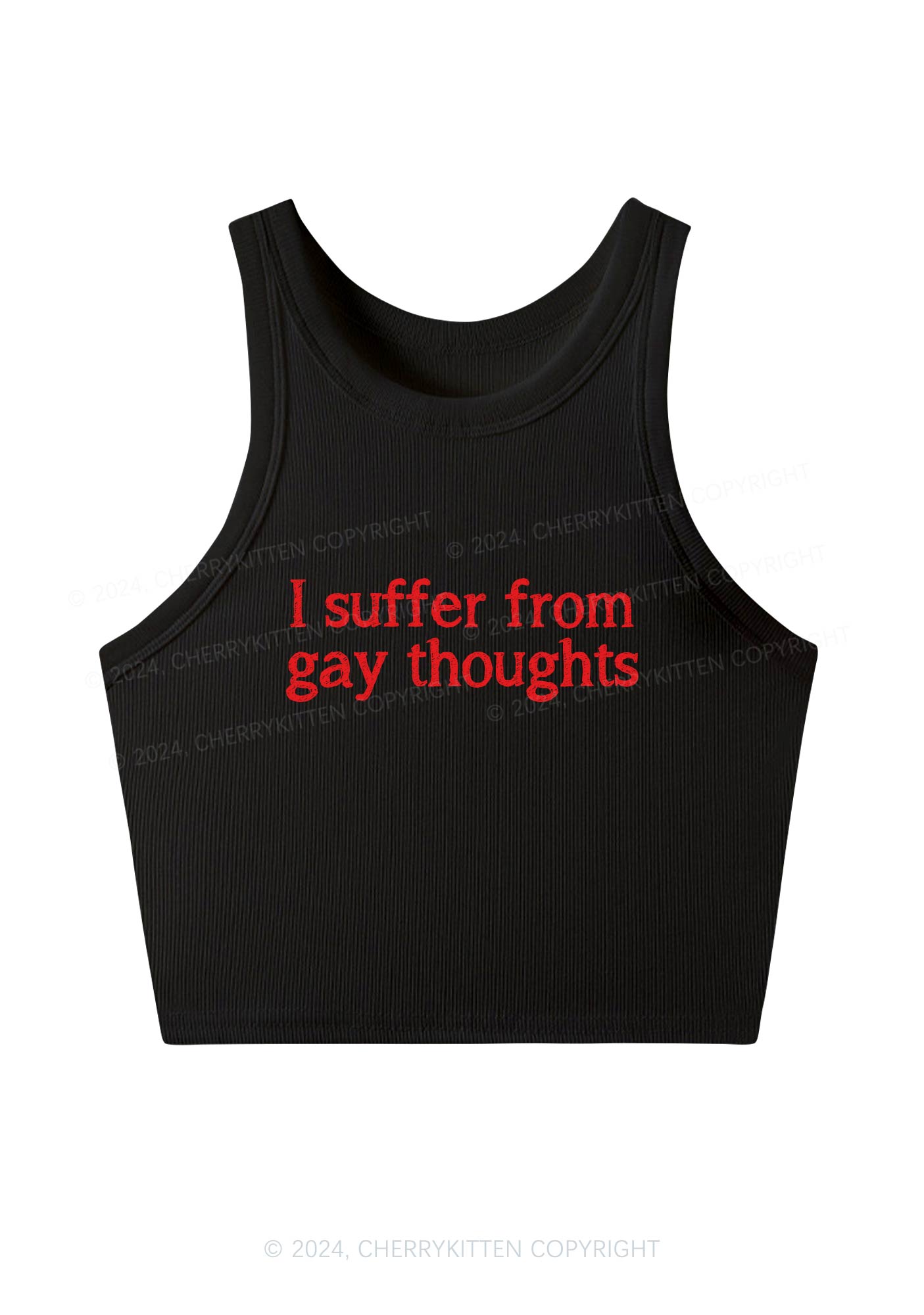 Suffer From Gay Thoughts Y2K Crop Tank Top Cherrykitten