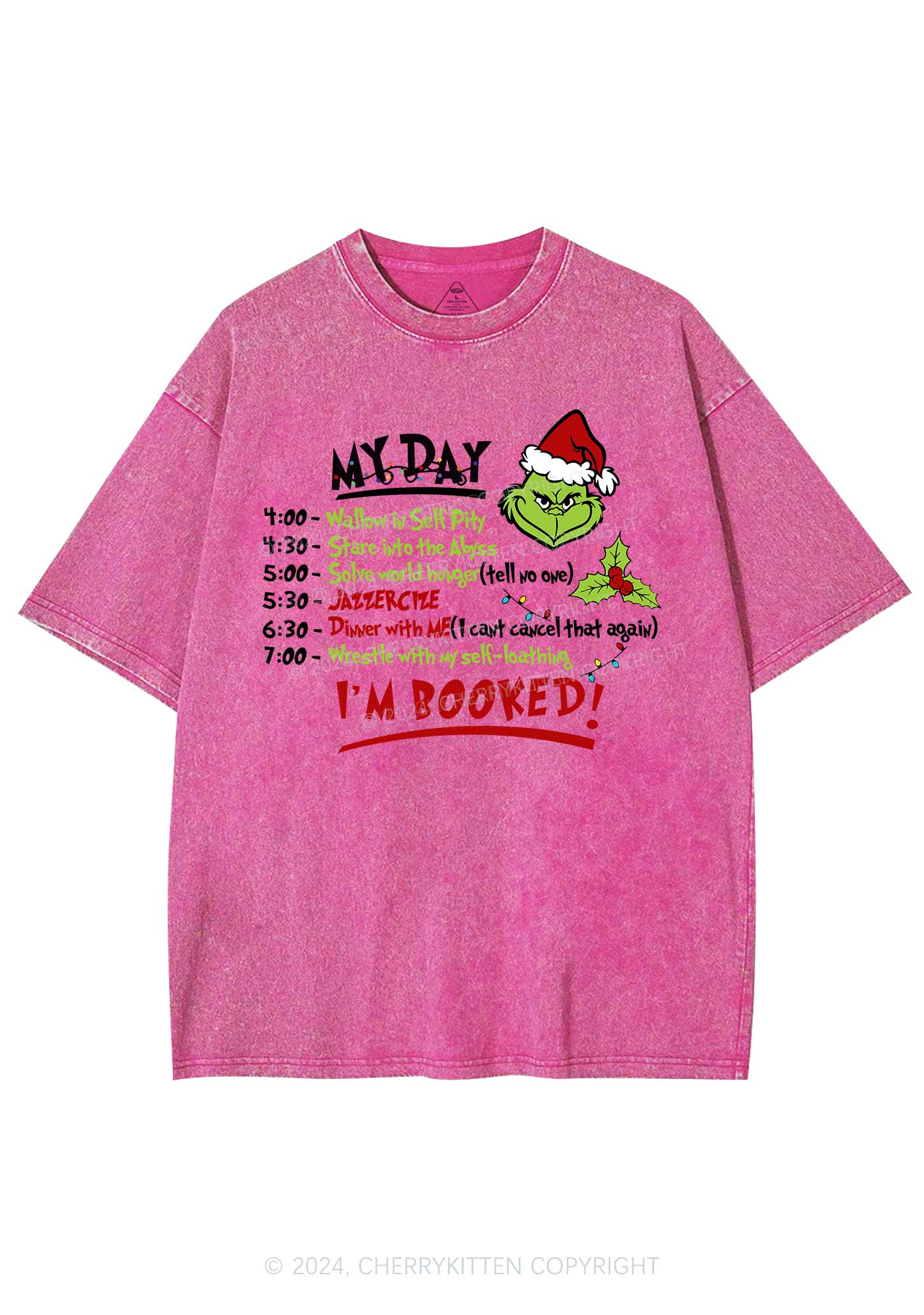 Christmas My Day I'm Booked Y2K Washed Tee Cherrykitten