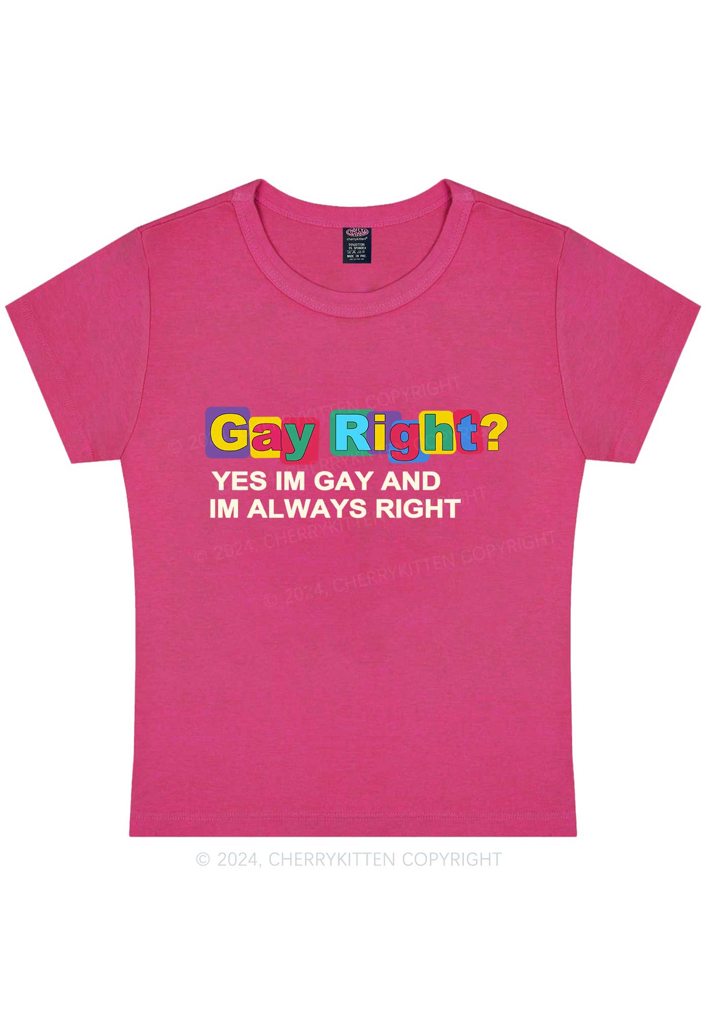 Curvy Gay Always Right Y2K Baby Tee Cherrykitten