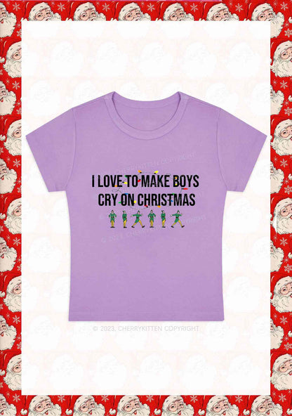 I Love To Make Boys Cry On Christmas Y2K Baby Tee Cherrykitten