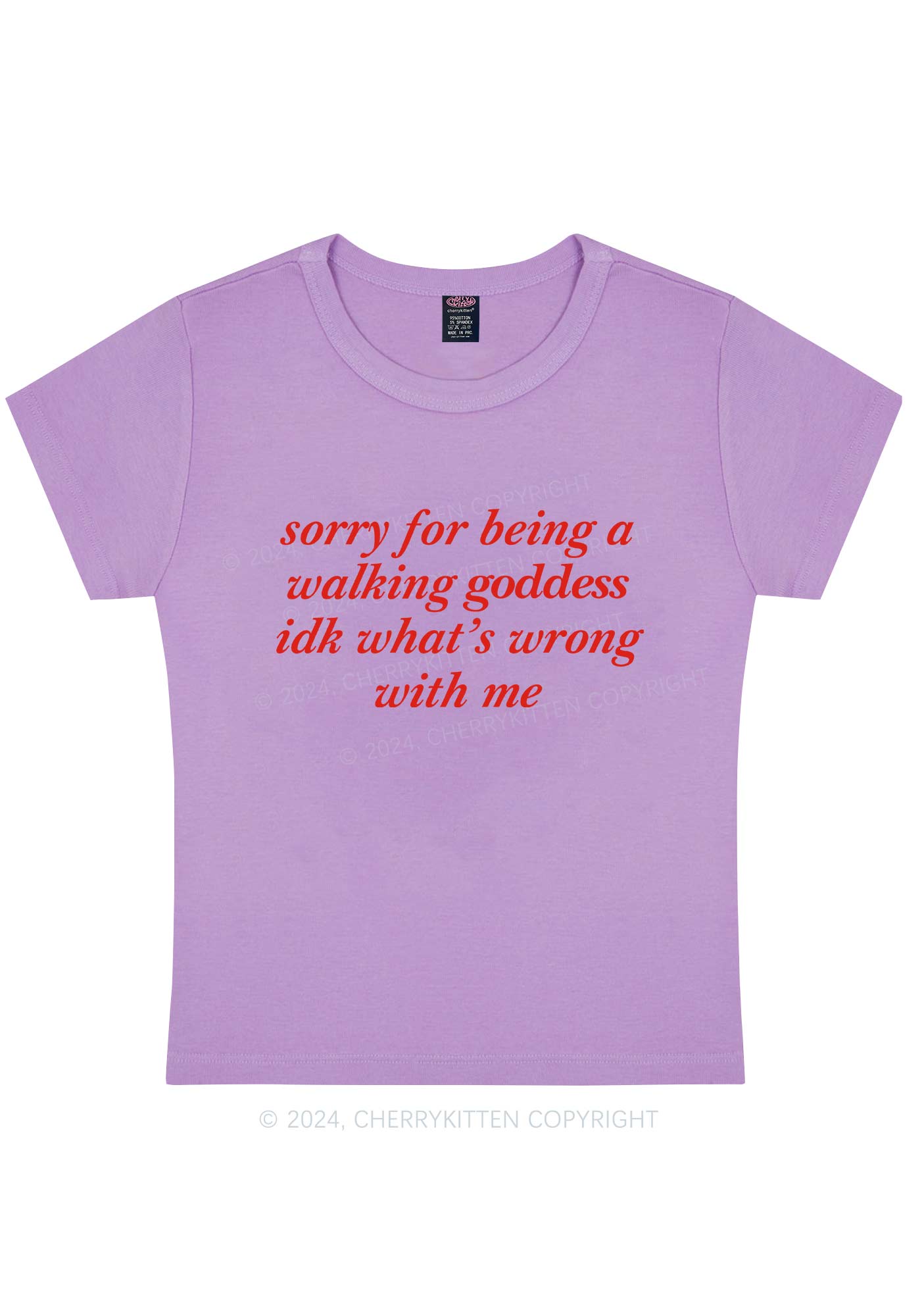 Sorry For Being A Walking Godness Y2K Baby Tee Cherrykitten