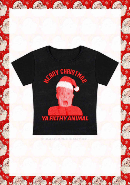 Merry Christmas Screaming Boy Y2K Baby Tee Cherrykitten