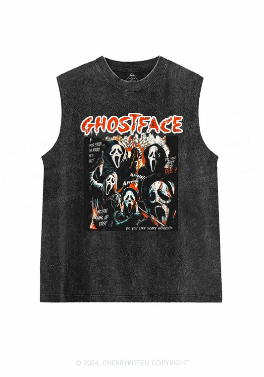 Halloween Scream Ghost Y2K Washed Tank Cherrykitten