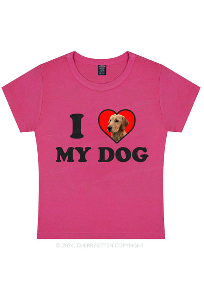 I Love My Dog Custom Photo Y2K Baby Tee Cherrykitten