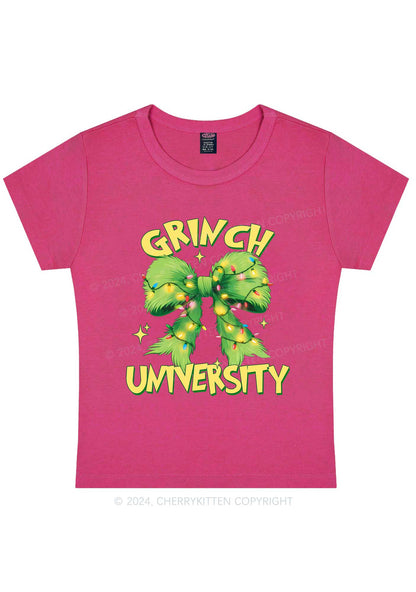 Christmas Green University Y2K Baby Tee Cherrykitten