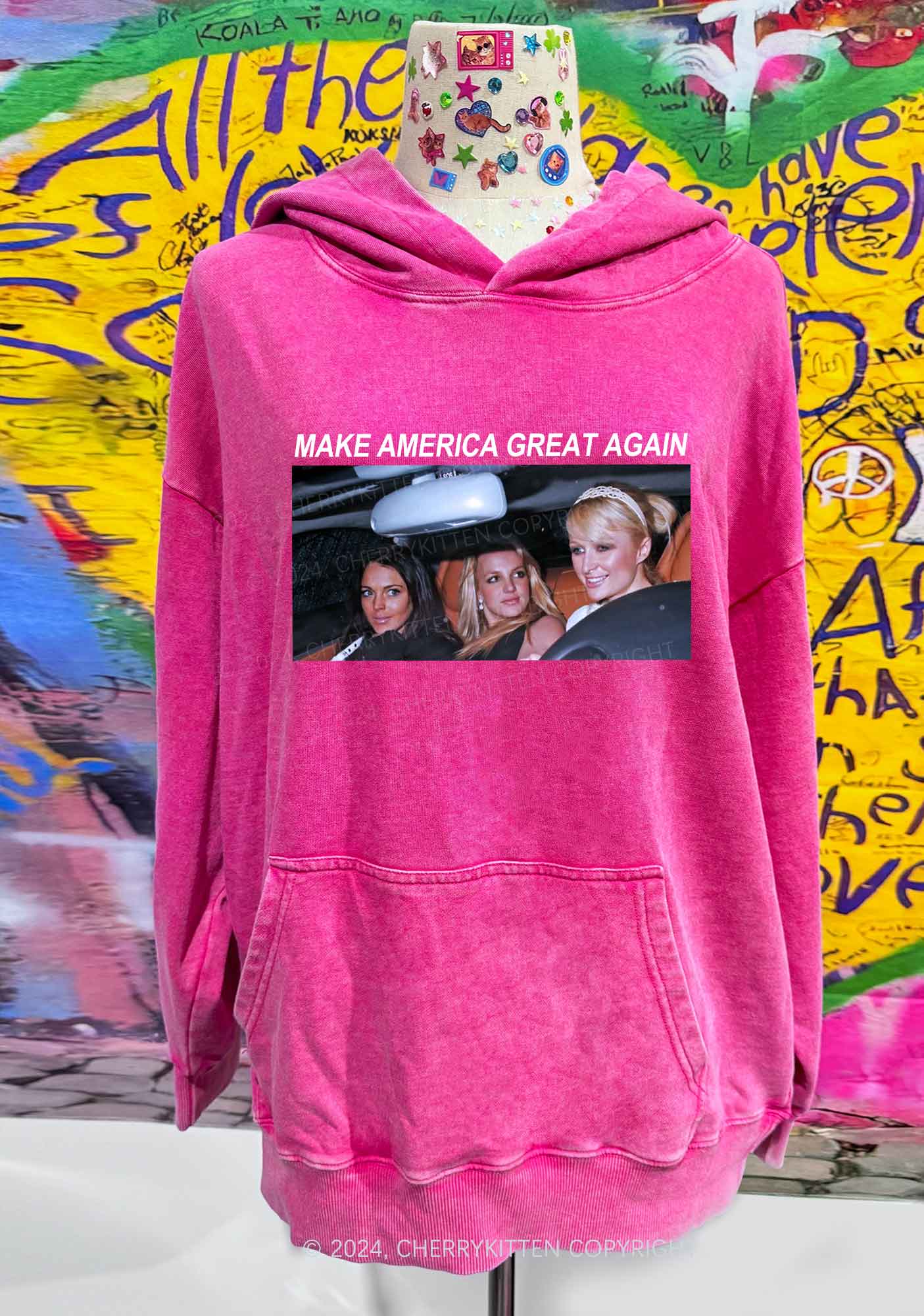 Make America Great Again Y2K Washed Hoodie Cherrykitten