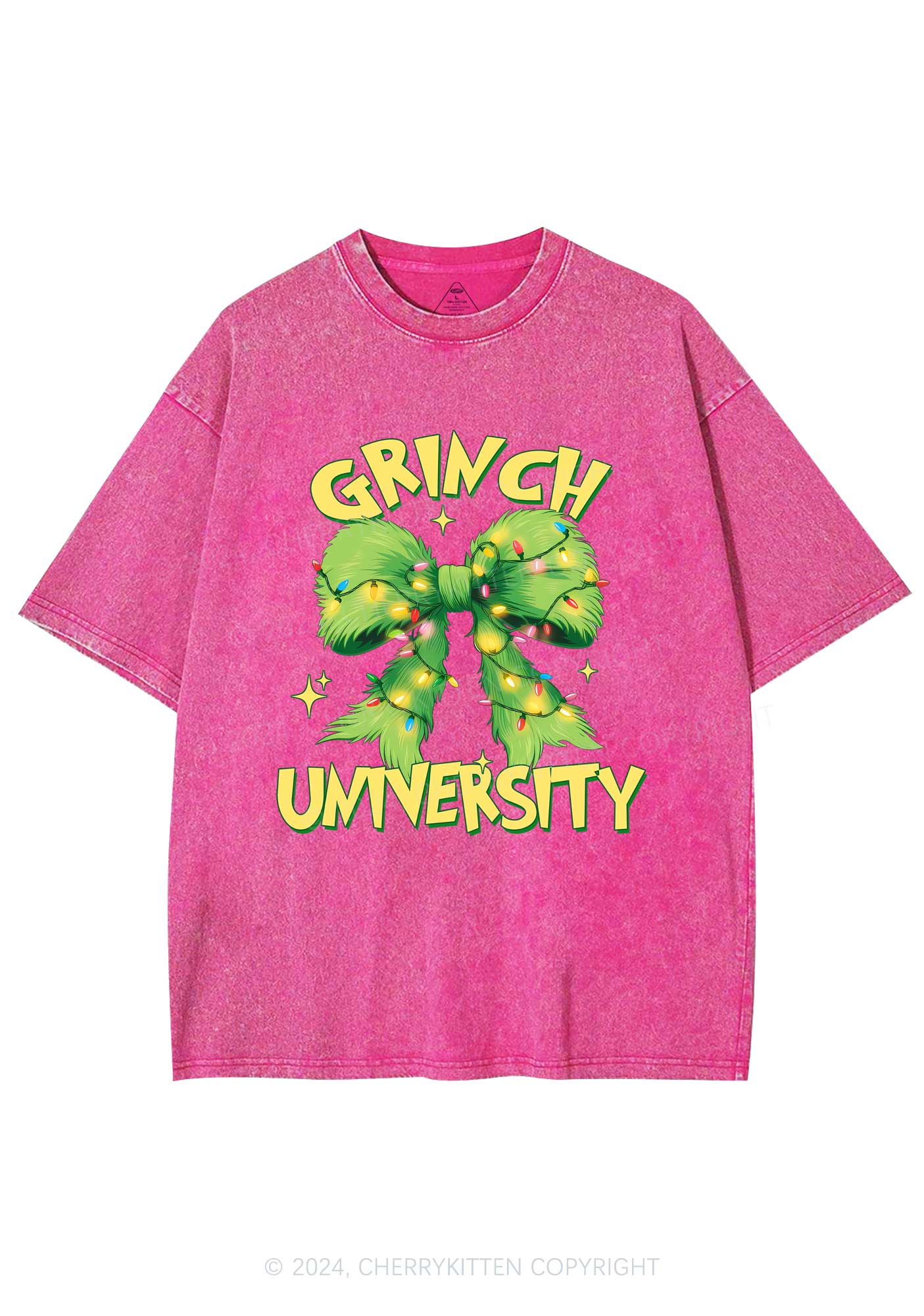 Christmas Green University Y2K Washed Tee Cherrykitten