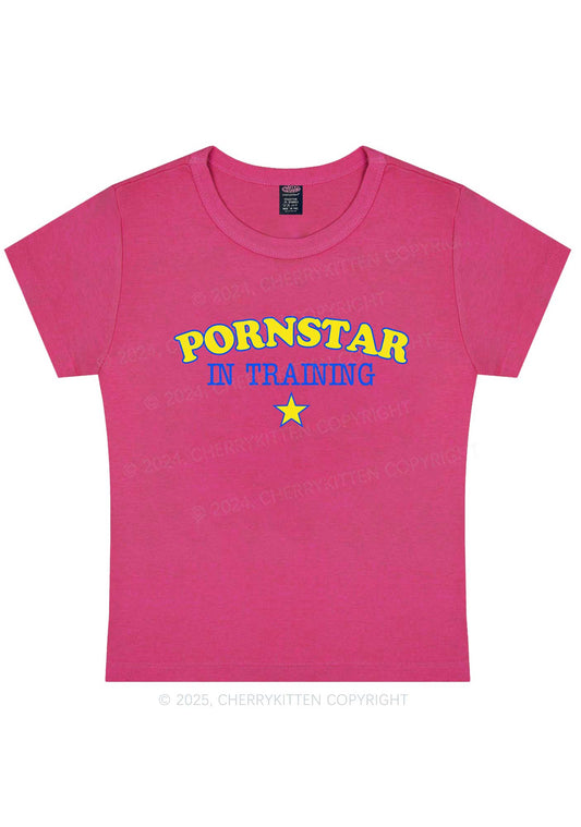 Pxrnstar In Training Y2K Baby Tee Cherrykitten