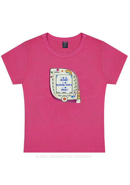 Curvy I Love Blocking People Y2K Baby Tee Cherrykitten