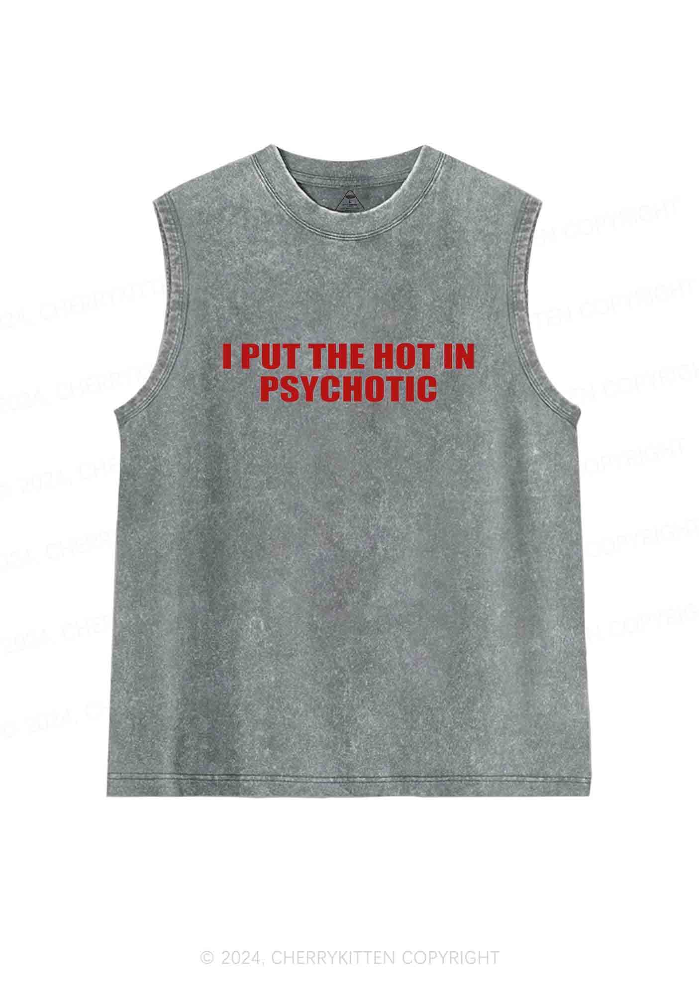 I Put The Hot In Psychotic Y2K Washed Tank Cherrykitten