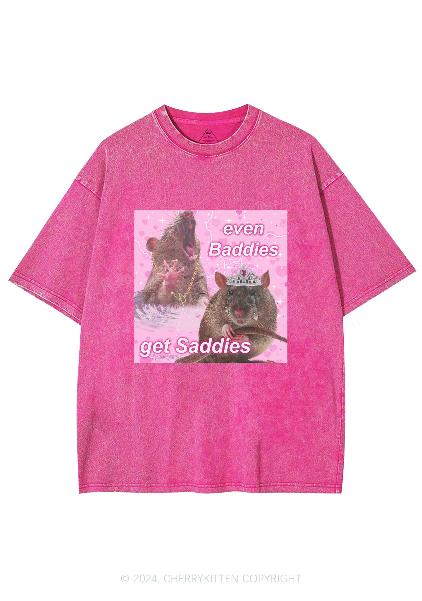 Rat Princess Get Saddies Y2K Washed Tee Cherrykitten