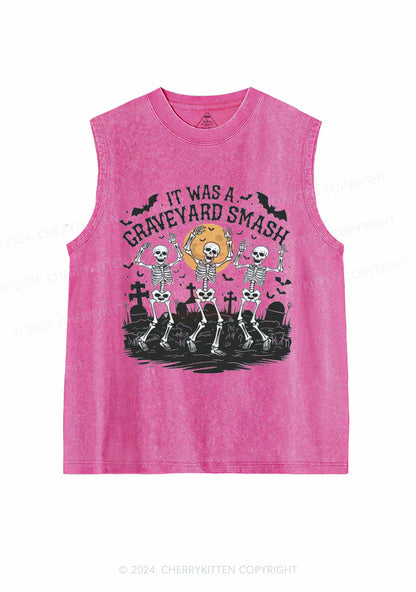 Halloween Graveyard Smash Y2K Washed Tank Cherrykitten