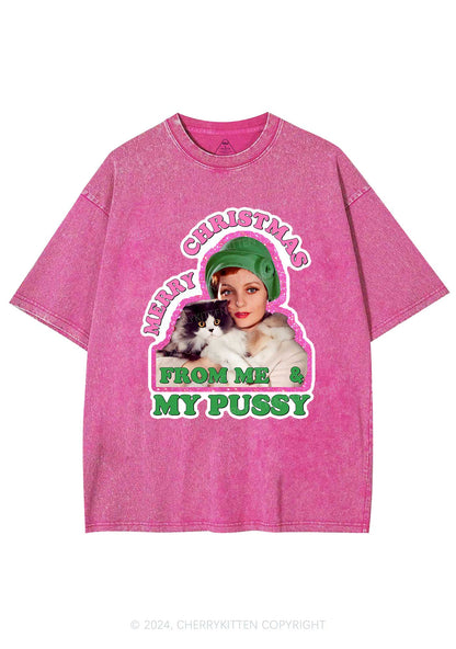 Merry Christmas Puxxy Y2K Washed Tee Cherrykitten