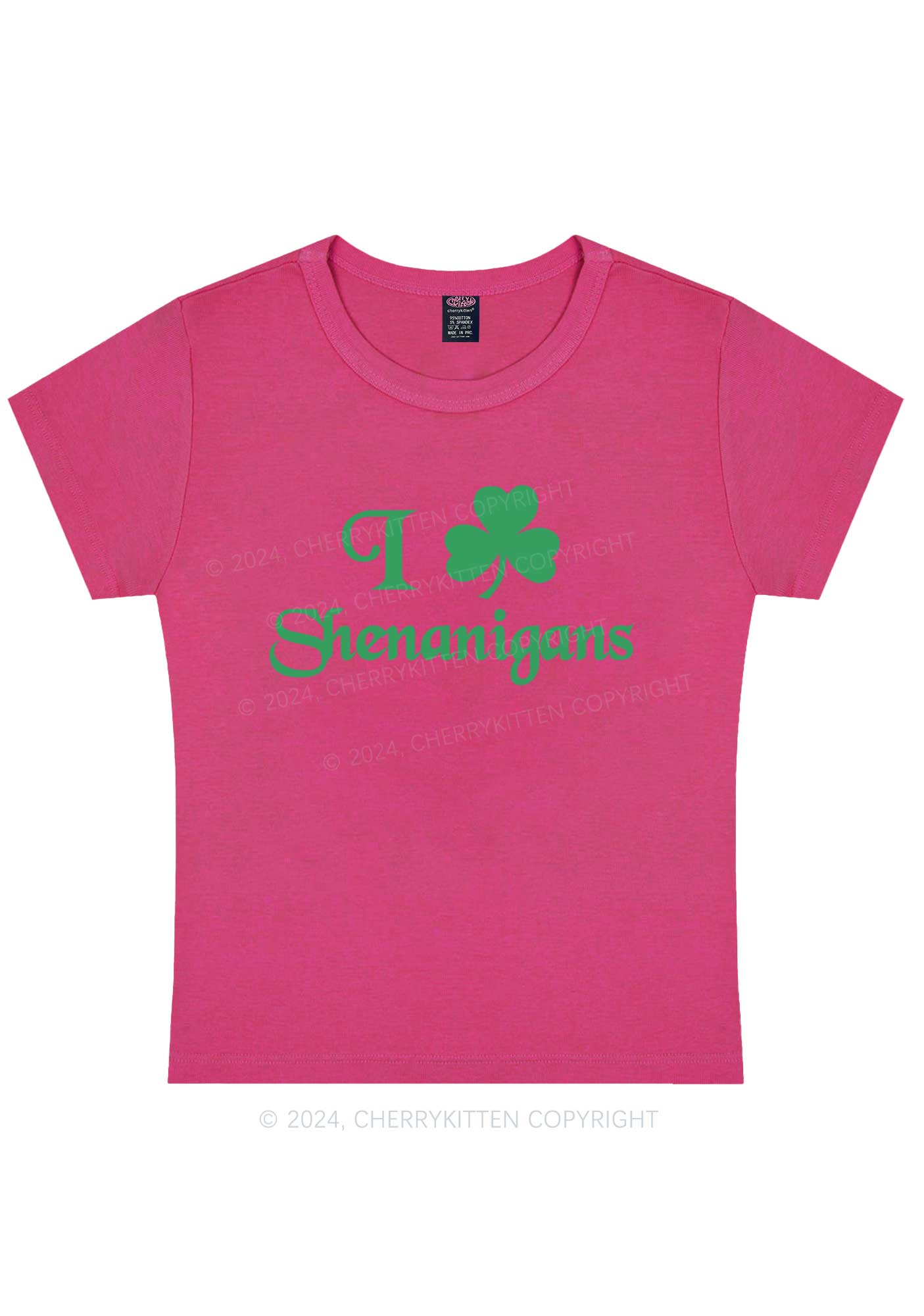 I Love Shenanigans St Patricks Y2K Baby Tee Cherrykitten