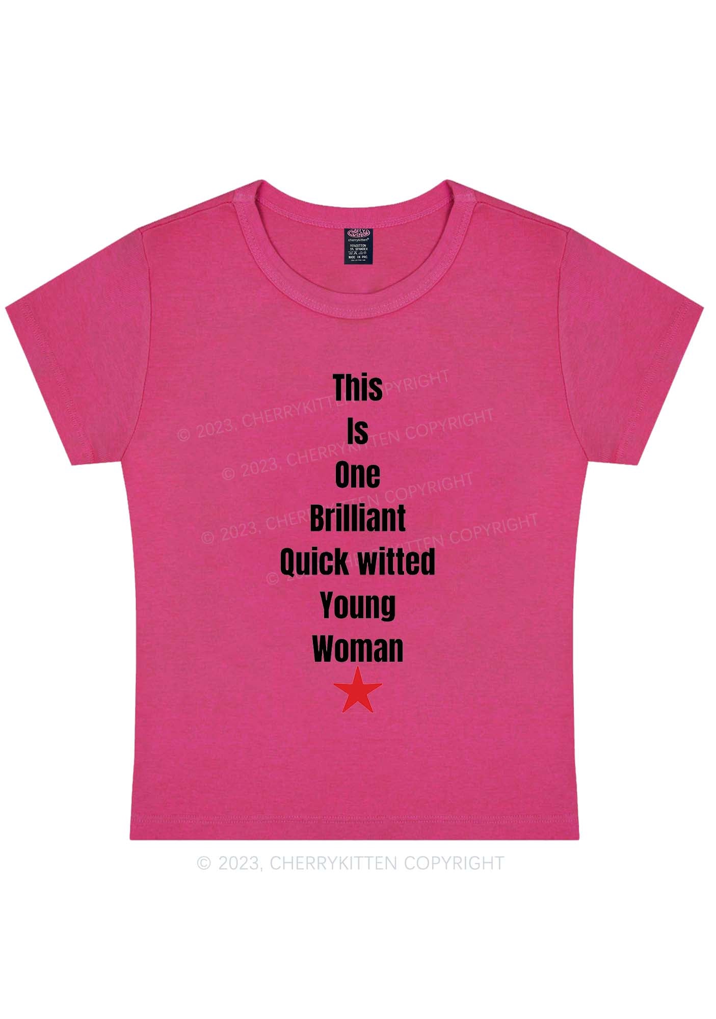 Curvy Brilliant Witted Young Woman Y2K Baby Tee Cherrykitten