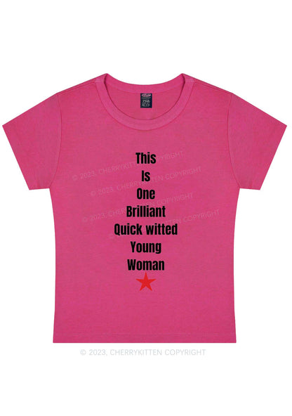 Curvy Brilliant Witted Young Woman Y2K Baby Tee Cherrykitten