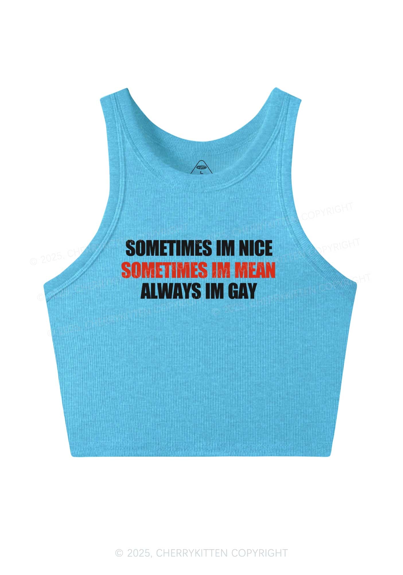 Sometimes Im Mean Y2K Crop Tank Top Cherrykitten