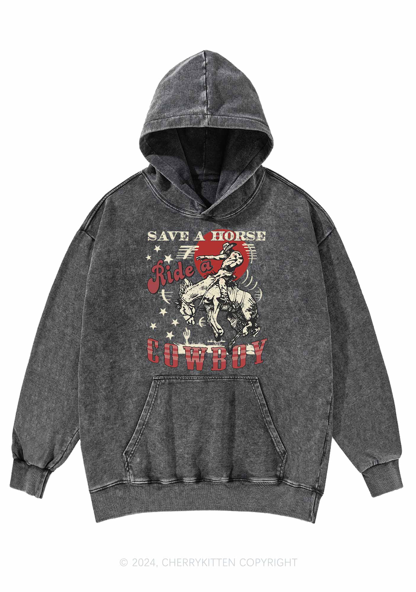 Ride A Cowboy Y2K Washed Hoodie Cherrykitten