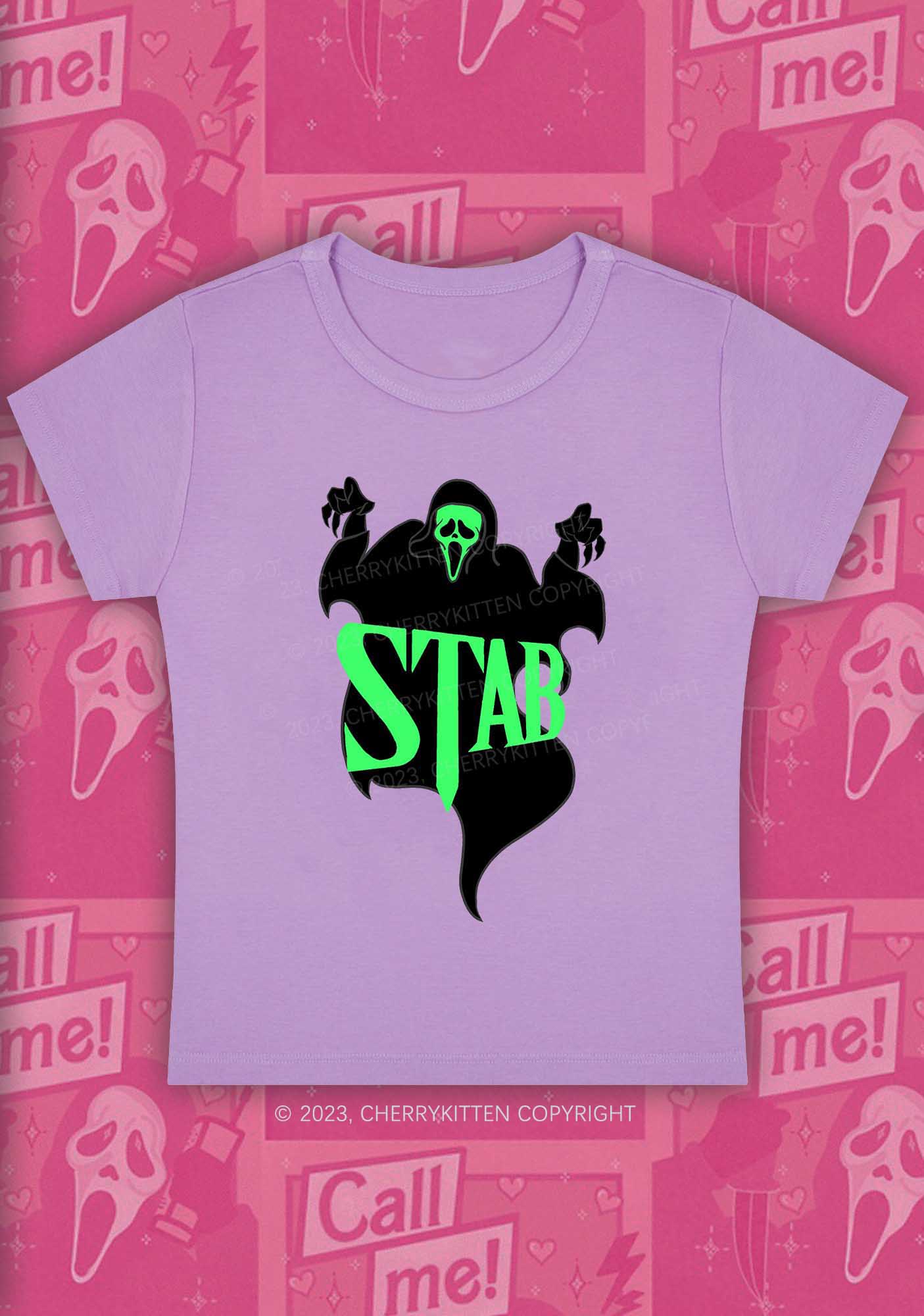 Stab Ghost Halloween Y2K Baby Tee Cherrykitten