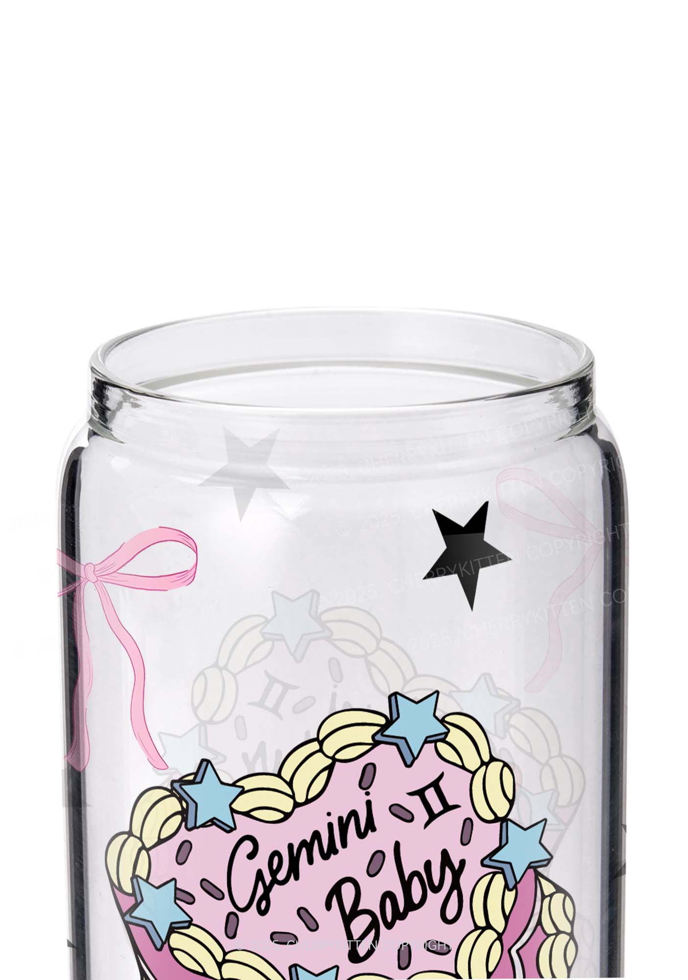 Gemini Baby Y2K Printed Glass Cup Cherrykitten