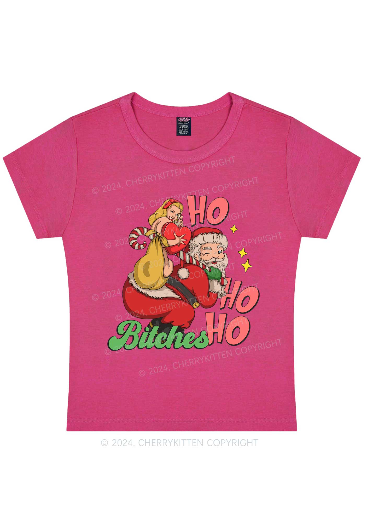 Christmas Ho Ho Ho Bxxches Y2K Baby Tee Cherrykitten