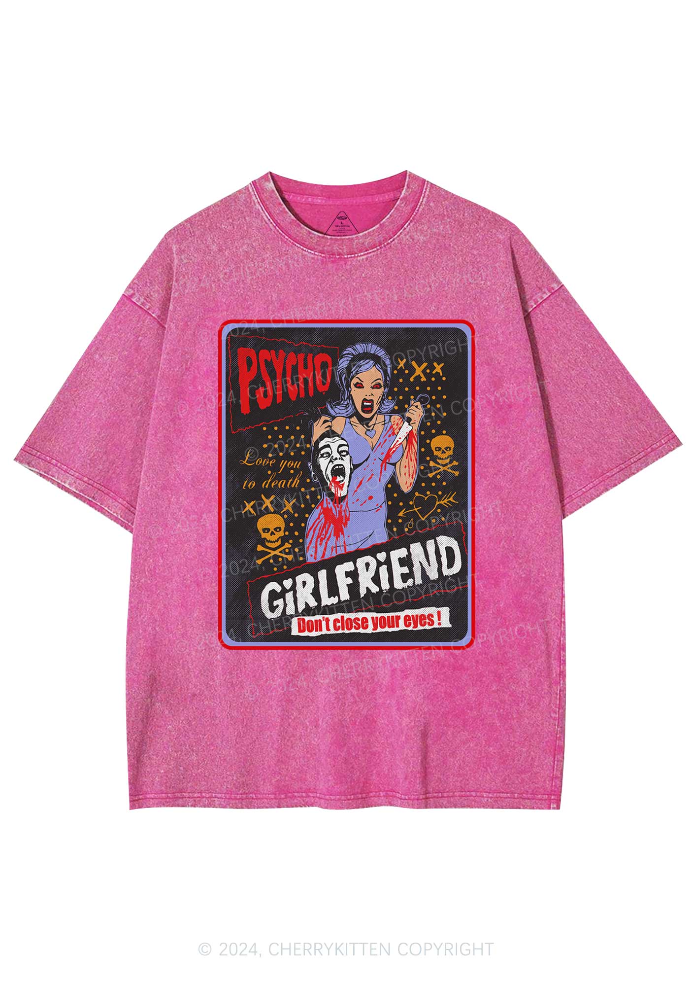 Halloween Psycho Girlfriend Y2K Washed Tee Cherrykitten